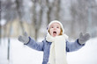 Little girl having fun at winter