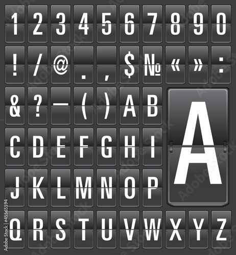 Vector: Set of letters on a mechanical timetable. Vector. Set of letters on a mechanical timetable. Vector.