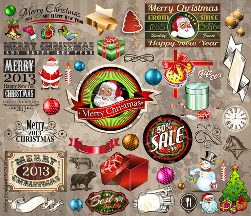 Vector: 2013 Christmas design elements: vintage labels. ribbons,... 2013 Christmas design elements: vintage labels. ribbons,...