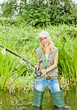Photo: woman fishing in pond woman fishing in pond
