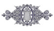 Vector: Ornated silver vintage decor with heraldic shield. Ornated silver vintage decor with heraldic shield.