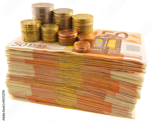 Photo: liasse de billets et pièces liasse de billets et pièces