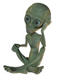 sitzendes nachdenkliches Alien