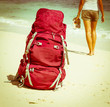 backpacker on beach