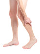 man holding sore knee, isolated on white