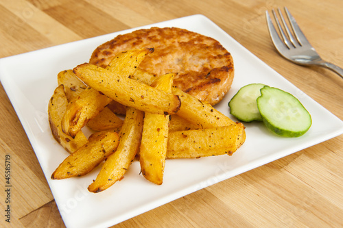 Photo: Rutabaga Fries and Salmon Burger Rutabaga Fries and Salmon Burger