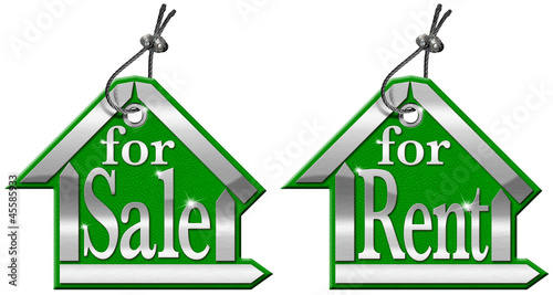 Illustration: House Tag For Sale and For Rent - 2 Items House Tag For Sale and For Rent - 2 Items