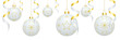Bannière de boules de Noël blanches et or