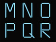 M,N,o,p,q,r alphabet blue neon