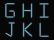 G,H,I,J,K,L alphabet blue neon