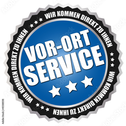 Vector: Button "Vor-Ort Service" Blau/Schwarz/Silber Button "Vor-Ort Service" Blau/Schwarz/Silber