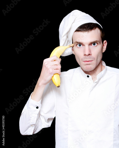 Photo: Unhappy Kitchen Cook Under Hospitality Stress Unhappy Kitchen Cook Under Hospitality Stress