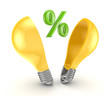 Percent symbol inside yellow lamp.