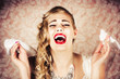 Vintage Bride Crying At The Alter With Tissues