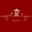 Sitting Christmas Reindeer & Symbols Red