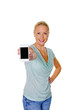 Frau mit ihrem Smartphone Handy