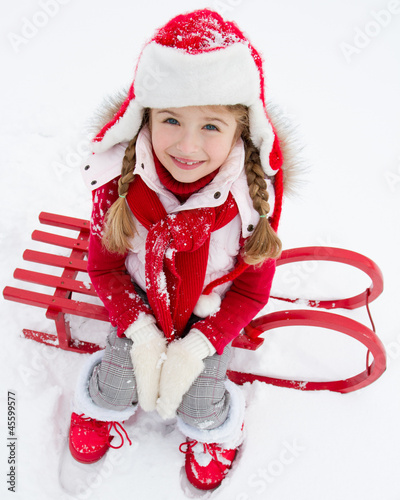 Photo: Winter, snow, sledding at winter time Winter, snow, sledding at winter time