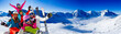 Ski, snow, sun and winter fun - happy family ski team