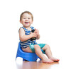 funny baby sitting on chamber pot and listening pda