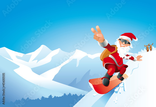 Vector: Weihnachtsmann snowboarding Weihnachtsmann snowboarding