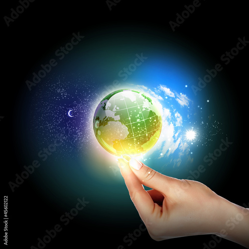 Illustration: hand touching the earth hand touching the earth