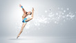 Young woman in gymnast suit posing