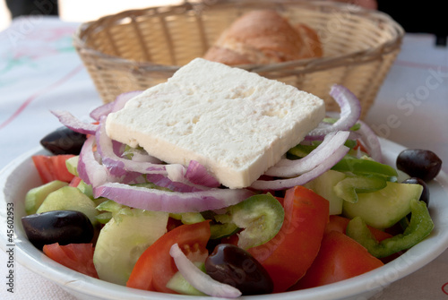Photo: Greek salad with feta cheese Greek salad with feta cheese