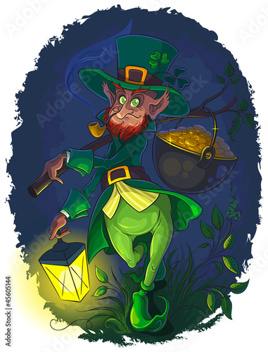 Vector: Leprechaun with gold coin pot of Saint Patrick's Day Leprechaun with gold coin pot of Saint Patrick's Day