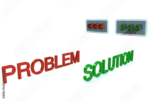 Illustration: Word Problem stop before red signal and word Solution GO on gren Word Problem stop before red signal and word Solution GO on gren