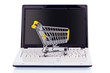 Warenkorb und Tastatur. Online Shopping