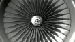 Close-up turbine engine front-end fan.