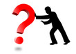 Businessman pushing a red question mark , vector file