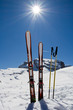 Ski, skiing, winter, snow and sun - space for text