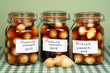 three jars pickled onions