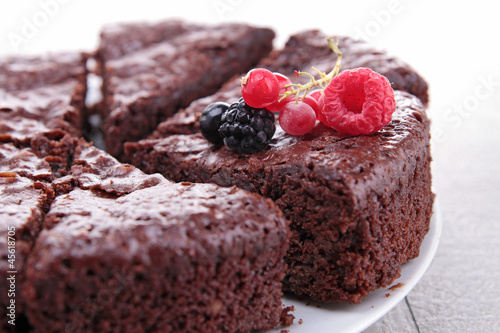 Photo: chocolate pie and berries fruit chocolate pie and berries fruit