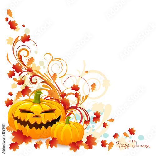 Vector: Vector Decorative Autumn Background with Pumpkins Vector Decorative Autumn Background with Pumpkins
