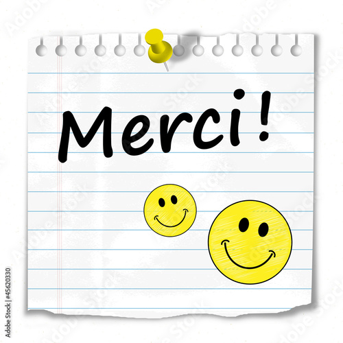 Illustration: Message "MERCI" (sourire gentillesse carte beaucoup plaisir mot) Message "MERCI" (sourire gentillesse carte beaucoup plaisir mot)