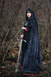 Portrait of a medieval lady with sword