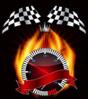 Checkered flag, speedometer. Vector Illustration.
