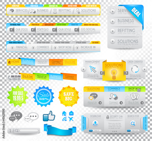 Vector: Collection of web elements - Various templates Collection of web elements - Various templates