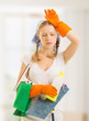 young housewife is tired of housework