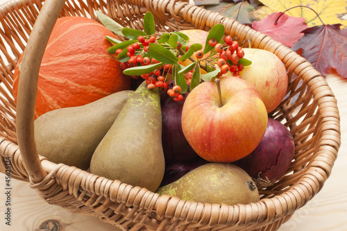 Photo: Harvest festival friut and vegetables basket Harvest festival friut and vegetables basket
