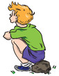Vector: Child sits on a rock Child sits on a rock