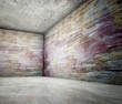 3d corner of old grunge concrete interior