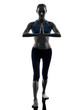 woman exercising yoga warrior position