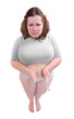 Foto: Overweight woman with measure tape. Overweight woman with measure tape.