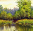beautiful summer landscape, canvas, oil