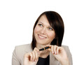 Businesswoman holding a pen