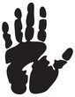 black print of a hand