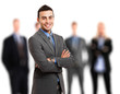 Businessman in front of his team